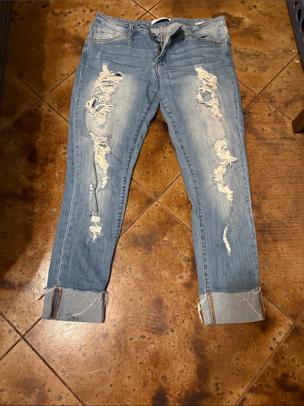 Washed Light Blue Distressed Women's Jeans